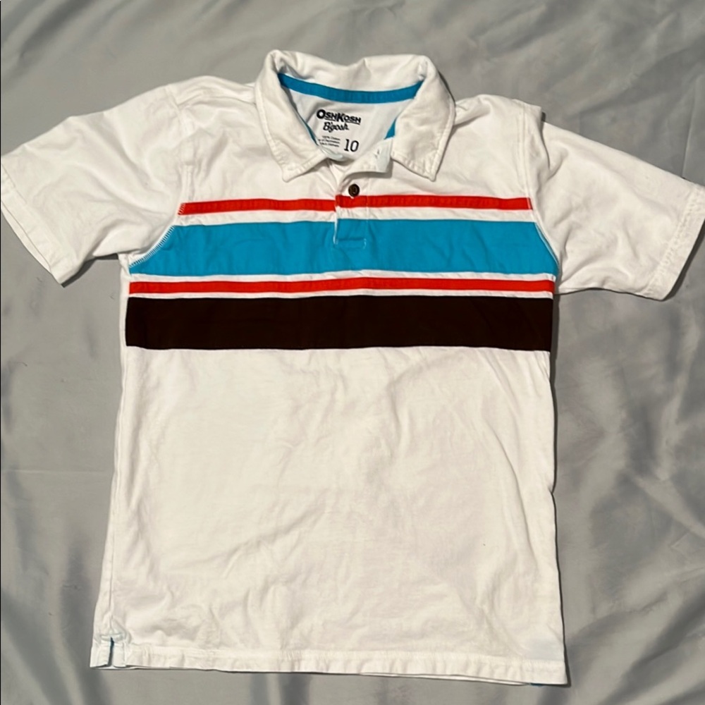 OshKosh B'gosh Cotton Shirt with brown, orange and teal Stripes. Boys Size 10